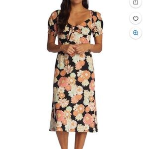 Roxy Summertime Feeling Floral Tie-Front Midi Dress Size XS‎